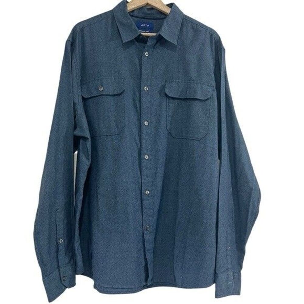Apt 9 Seriously Soft Men’s Blue Button Down Long Sleeve Shirt Size XXL
